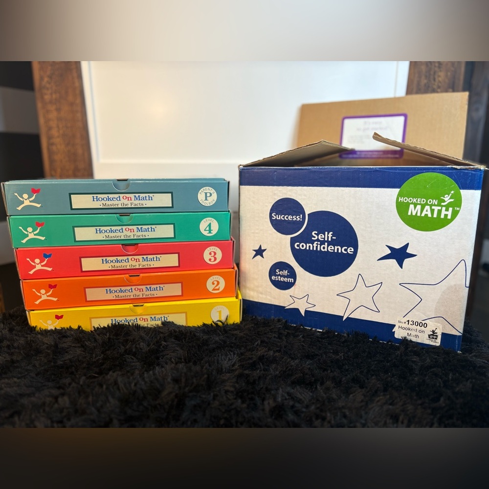 Hooked on Phonics Math Set Parent Box + Levels 1–4 Some Contents Missing Box 2